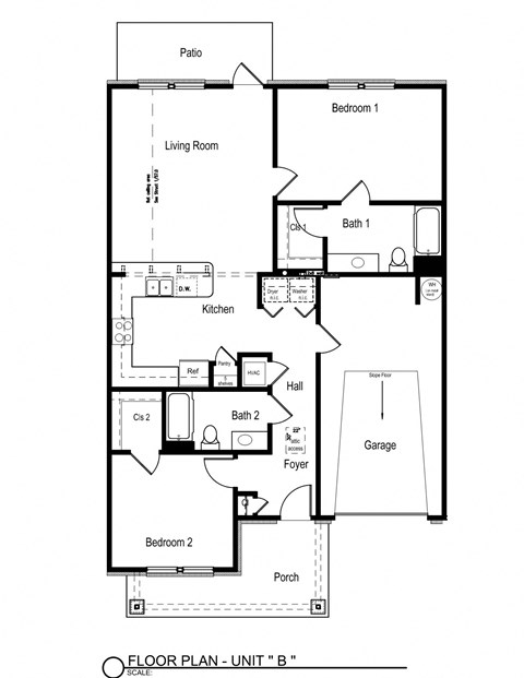 two bedroom one story floorplan